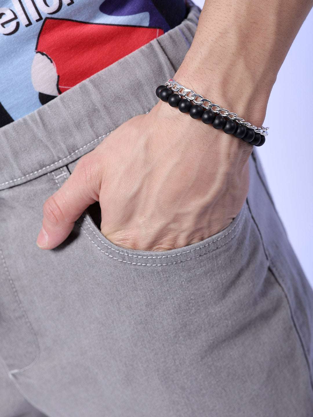 Men's Grey Regular Fit Solid Mid-Rise Stretchable Denim Cargo Joggers - Image 5