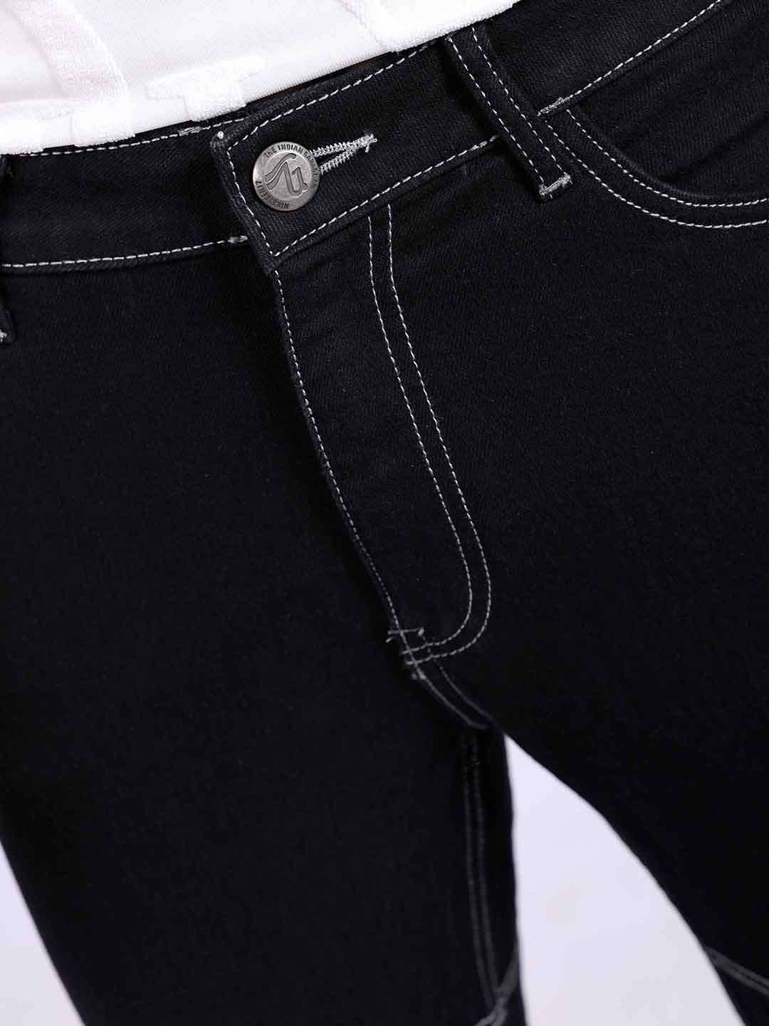 Men's Black Bootcut Solid Mid-Rise Stretchable Jeans - Image 5