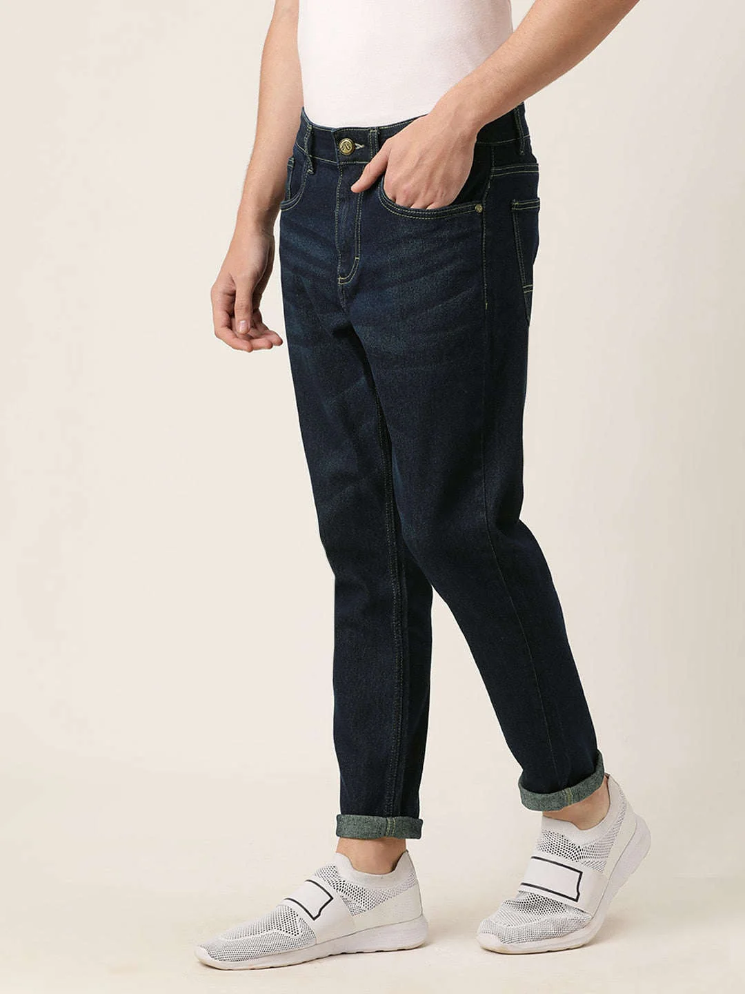 Men's Blue Denim Slim Fit Solid Casual Jeans - Image 2