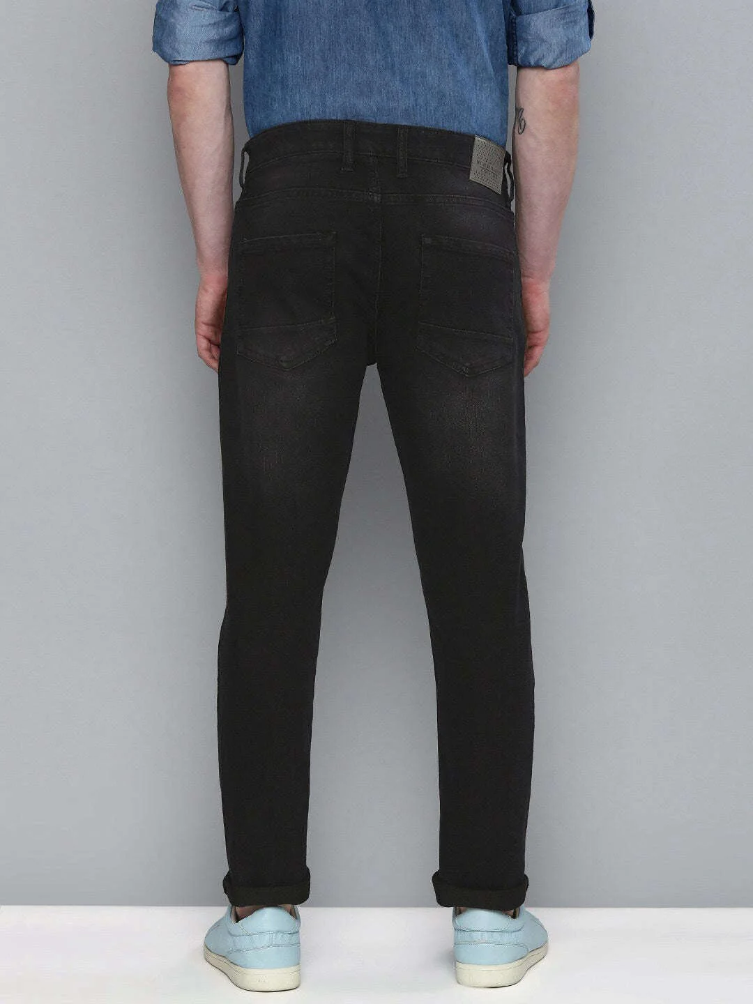 Men's Black Slim Fit Solid Mid-Rise Jeans - Image 3