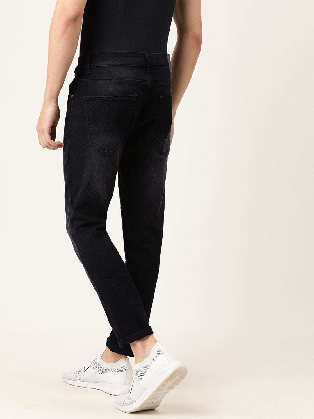 Men's Black Slim Fit Solid Mid-Rise Jeans - Image 3