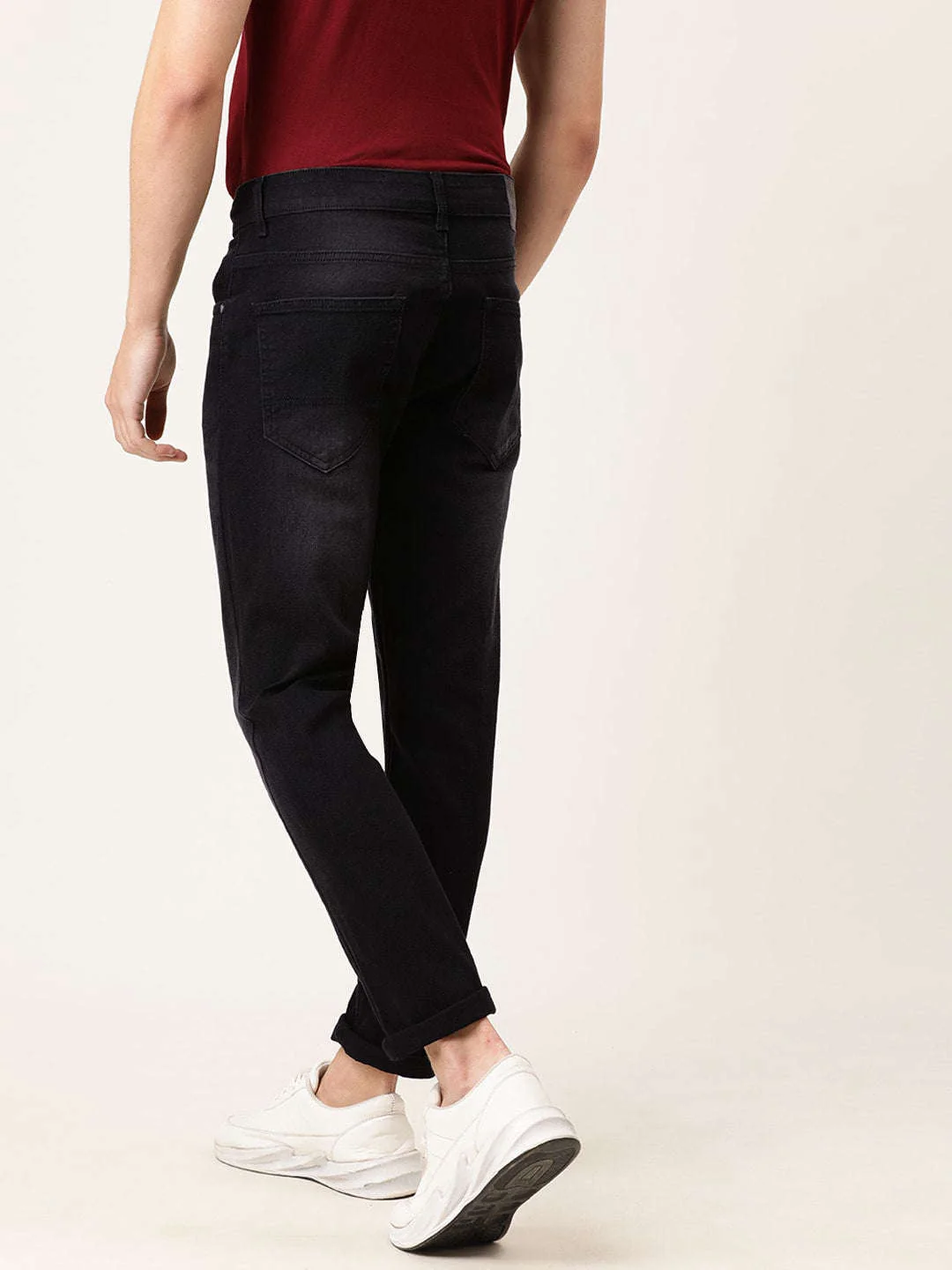 Men's Black Slim Fit Solid Mid-Rise Jeans - Image 3