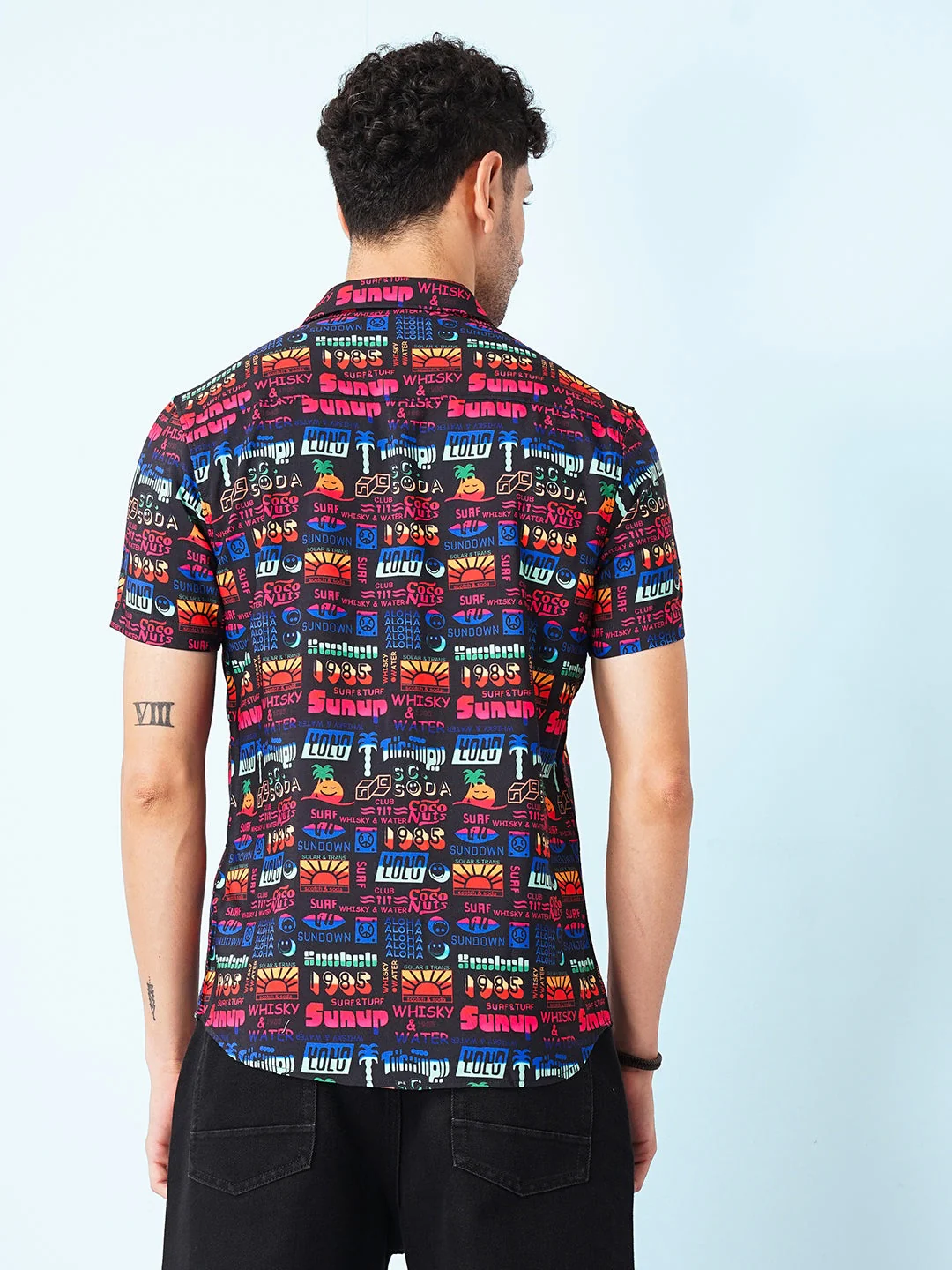 Men's Black Regular Fit Printed Street Wear Shirt - Image 6