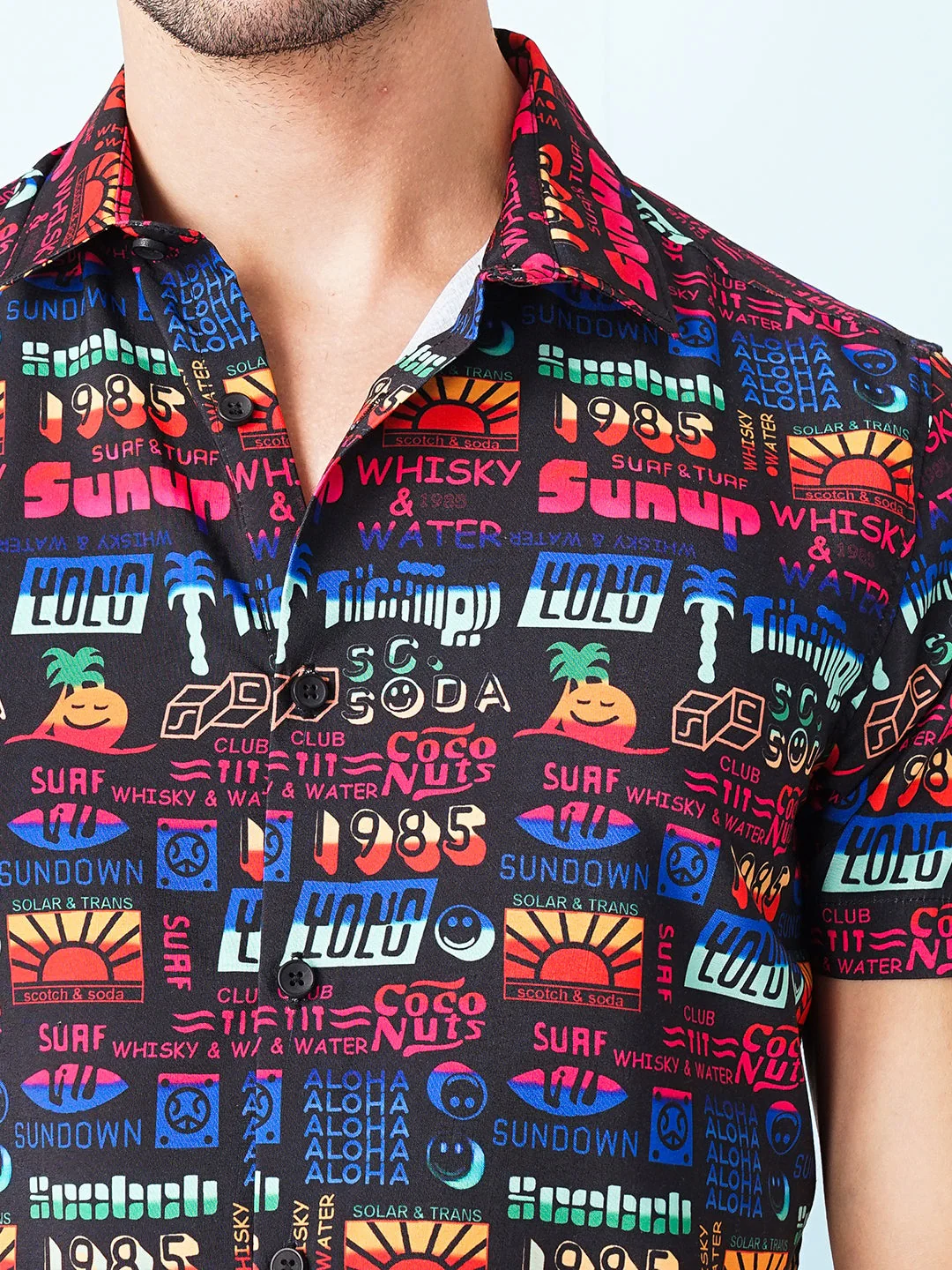 Men's Black Regular Fit Printed Street Wear Shirt - Image 8