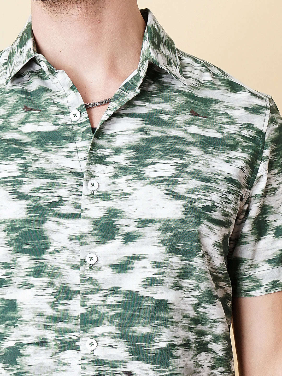 Men's Green Regular Fit Printed Street Wear Shirt - Image 6