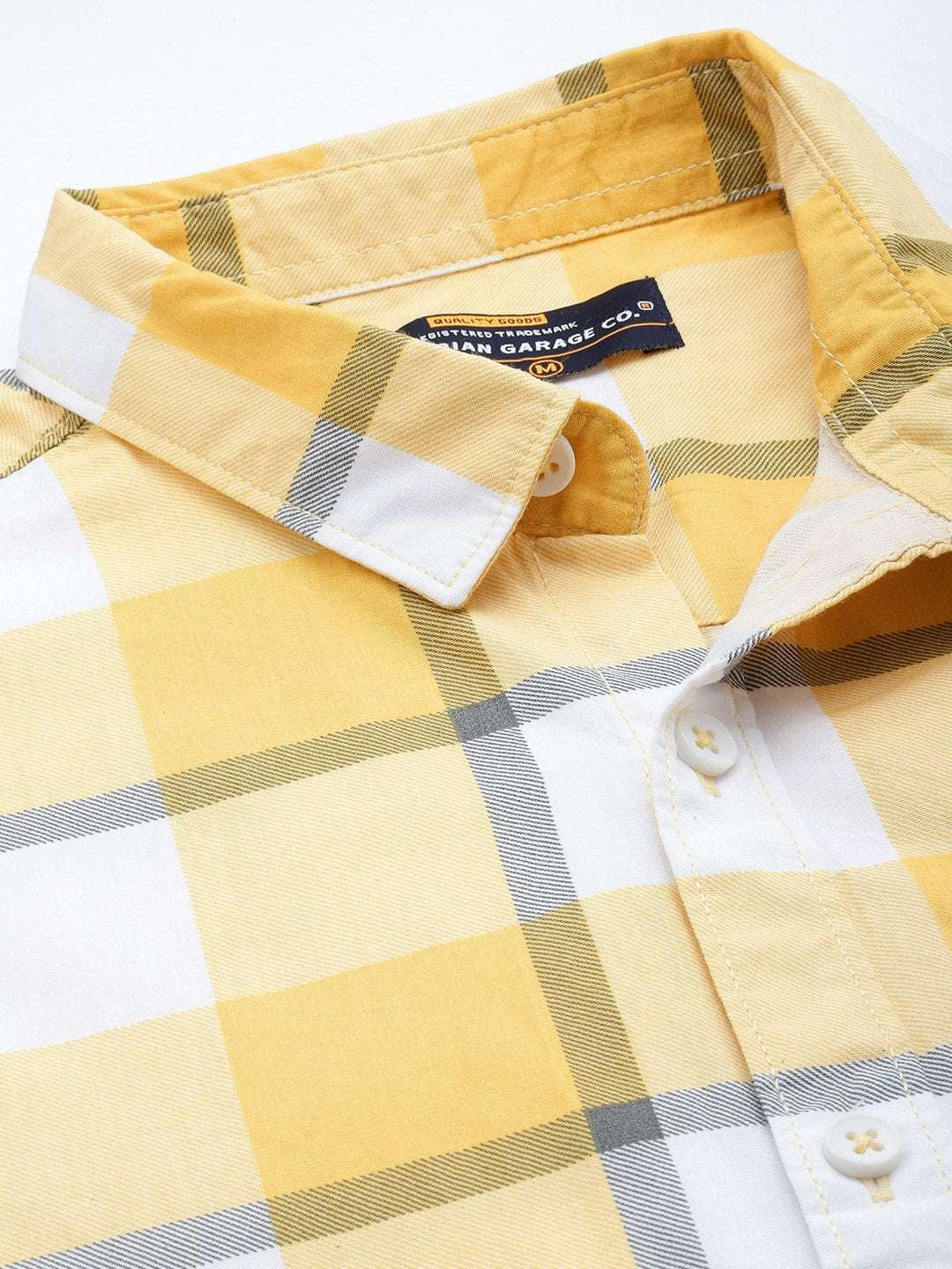 Men's Yellow Regular Fit Striped Casual Shirt - Image 3