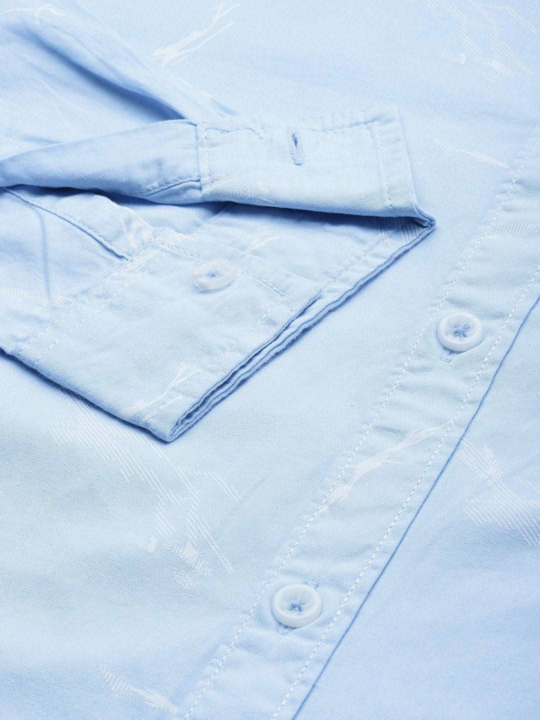 Men's Grey Regular Fit Printed Casual Shirt - Image 4