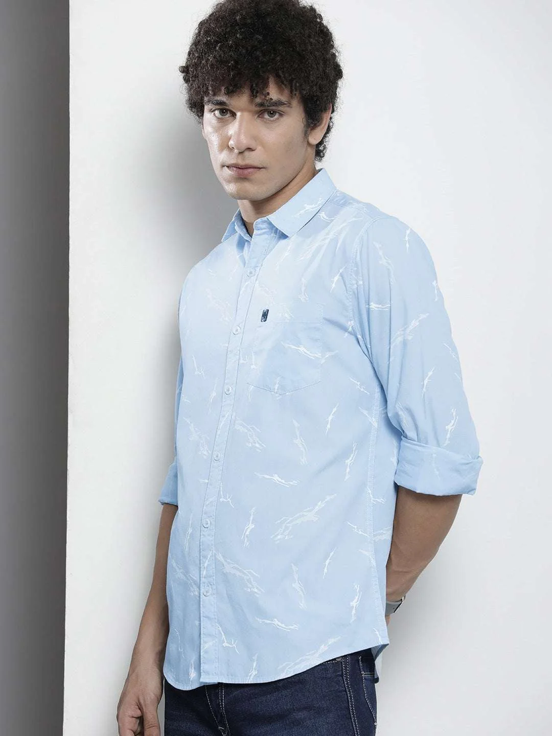 Men's Grey Regular Fit Printed Casual Shirt - Image 6
