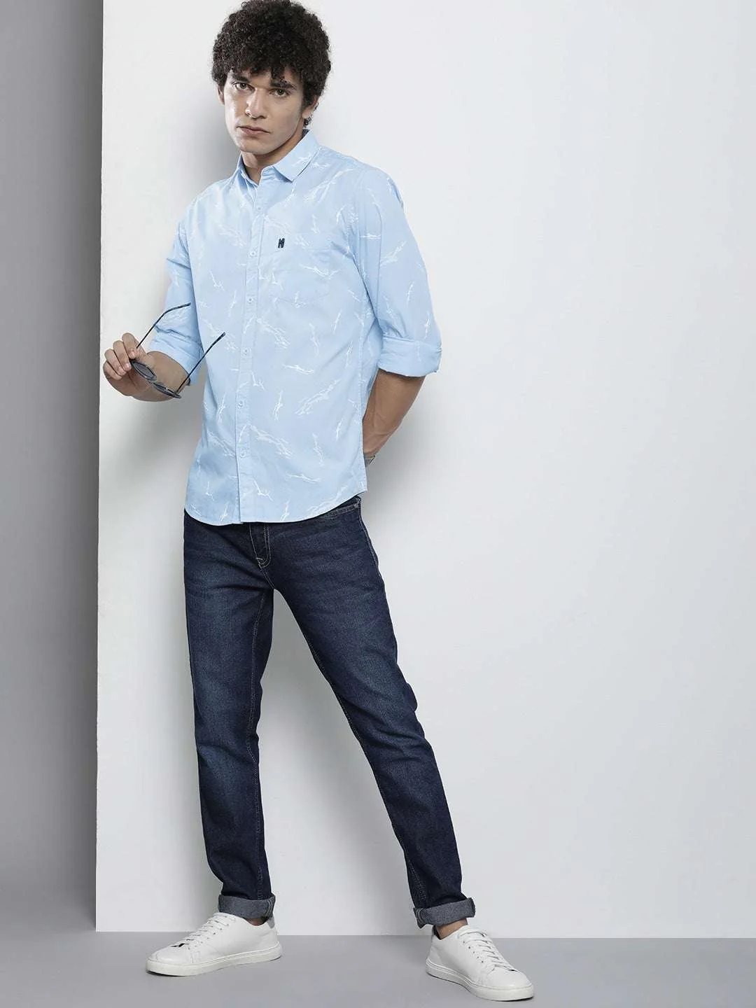 Men's Grey Regular Fit Printed Casual Shirt - Image 7