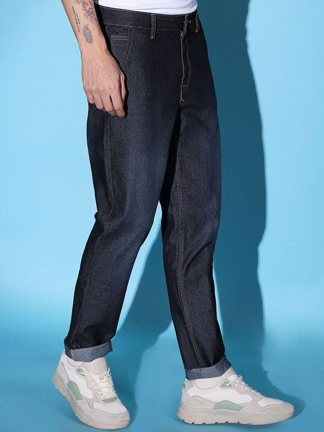 Men's Navy Slim Fit Solid Mid-Rise Jeans - Image 2