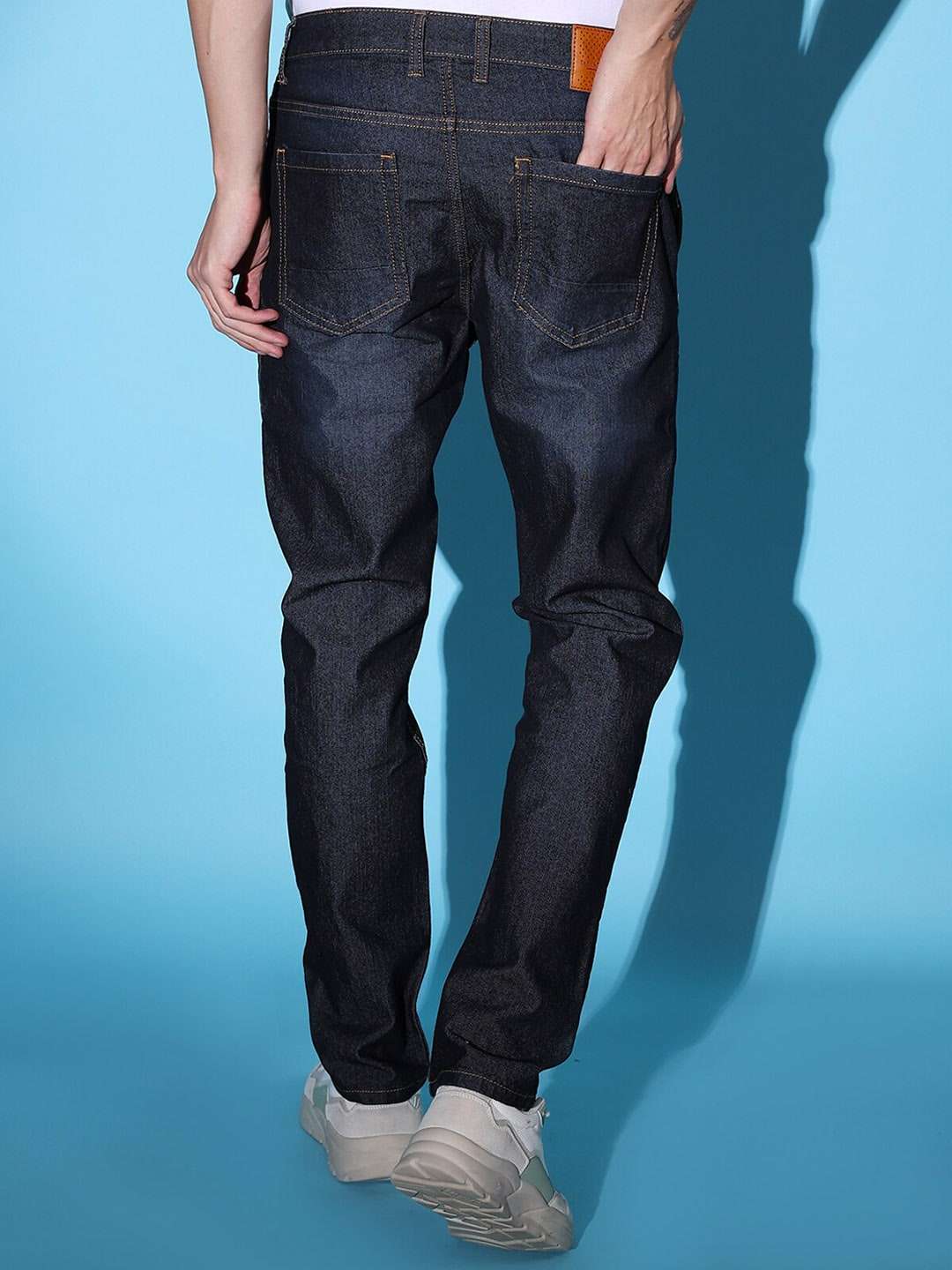 Men's Navy Slim Fit Solid Mid-Rise Jeans - Image 3