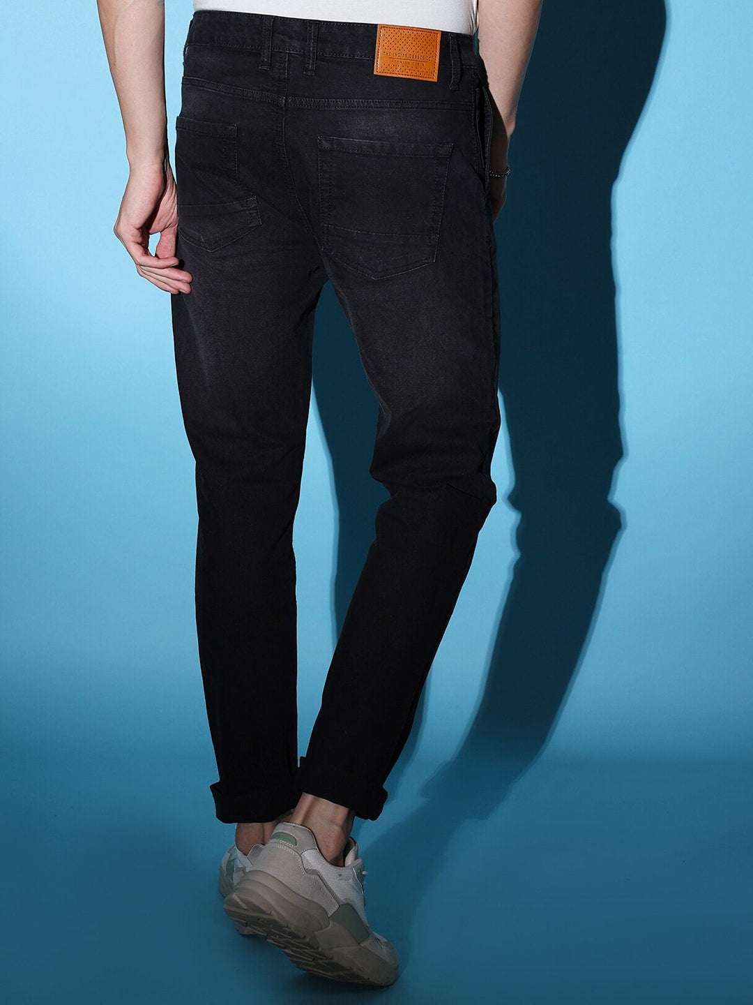 Men's Black Slim Fit Solid Mid-Rise Jeans - Image 3
