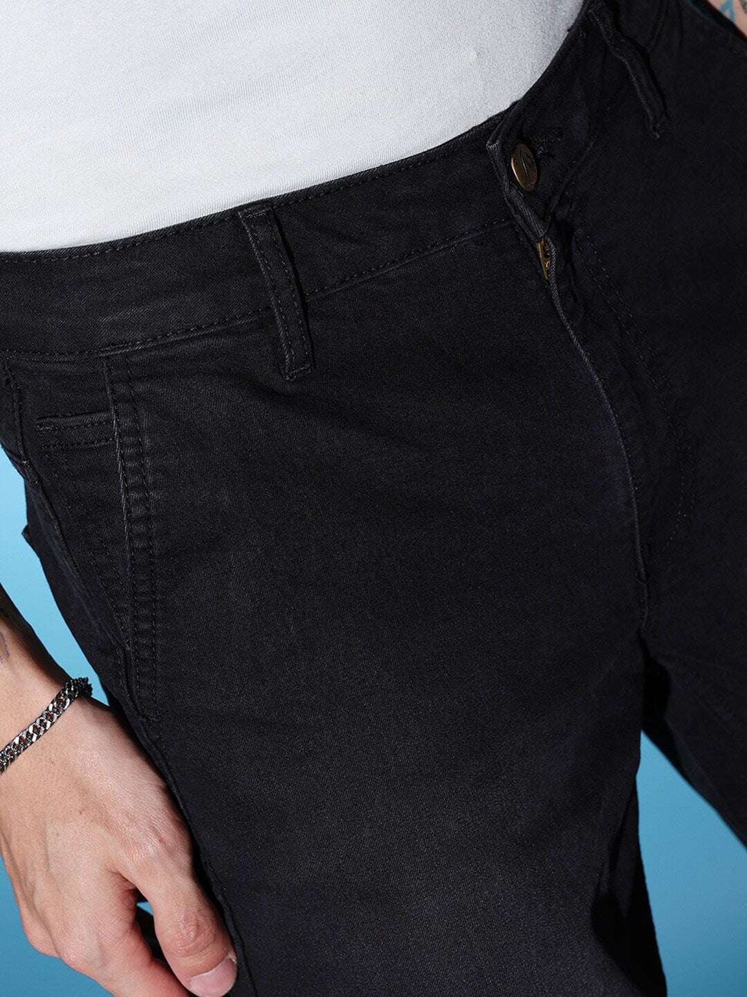 Men's Black Slim Fit Solid Mid-Rise Jeans - Image 4
