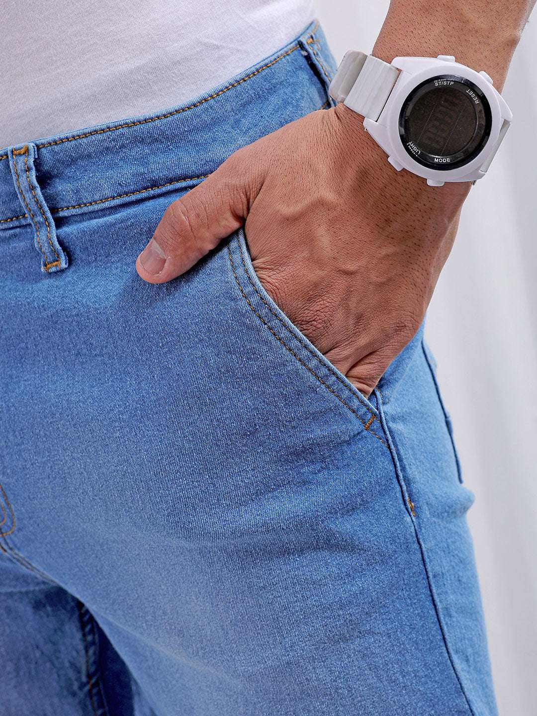Men's Navy Slim Fit Solid Casual Jeans - Image 5