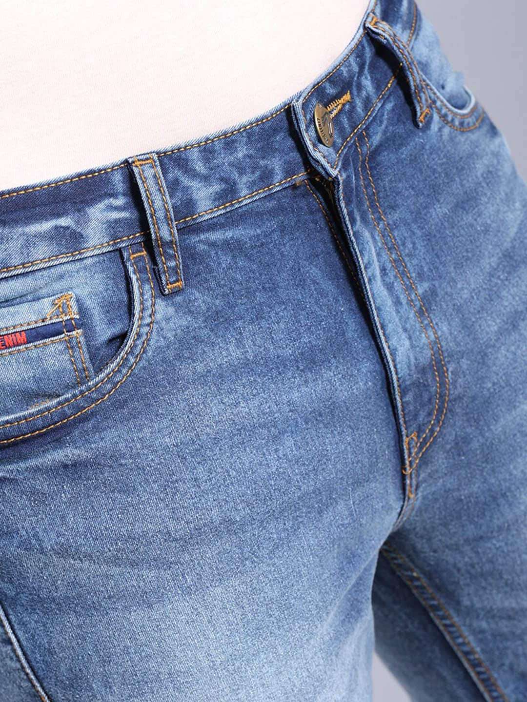 Men's Blue Bootcut Fit Solid Casual Jeans - Image 6