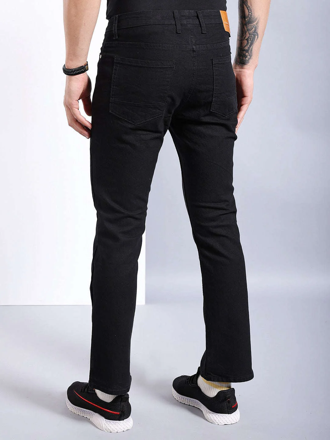 Men's Black Bootcut Fit Solid Casual Jeans - Image 4