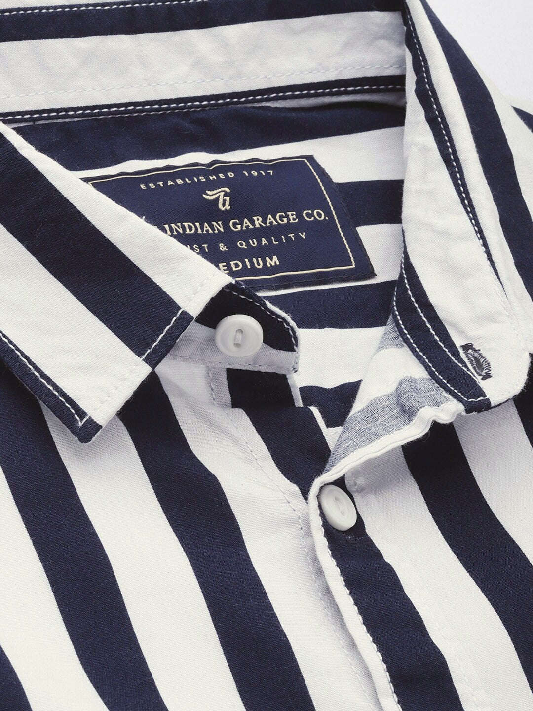 Men's Navy Blue Slim Fit Striped Casual Shirt - Image 3