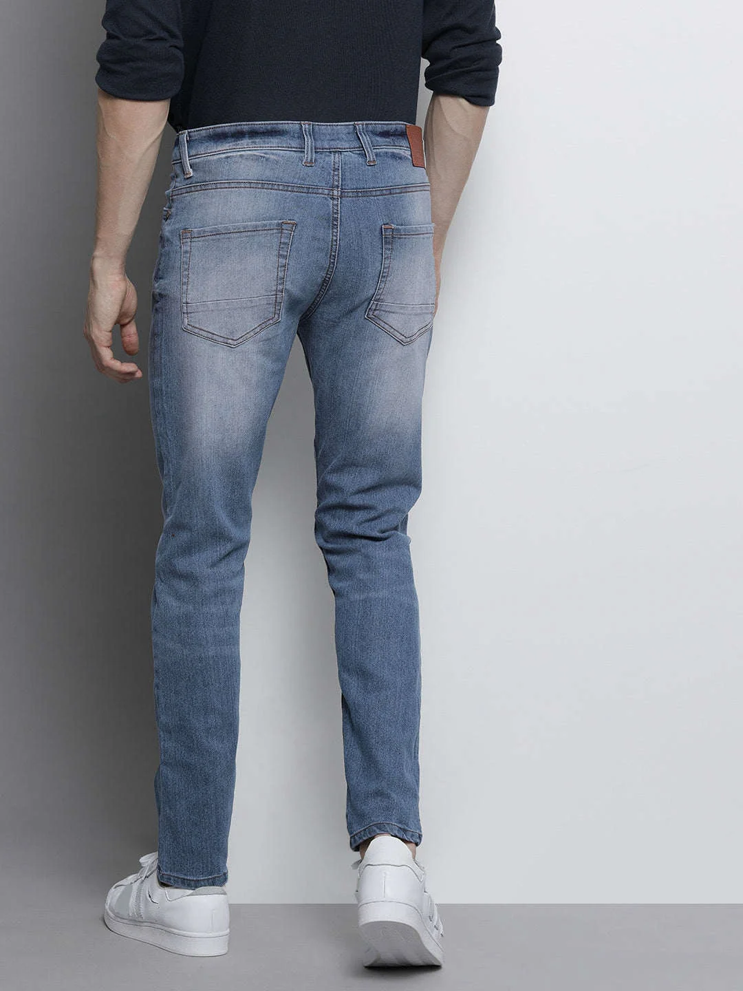 Men's Blue Slim Fit Solid Casual Jeans - Image 3