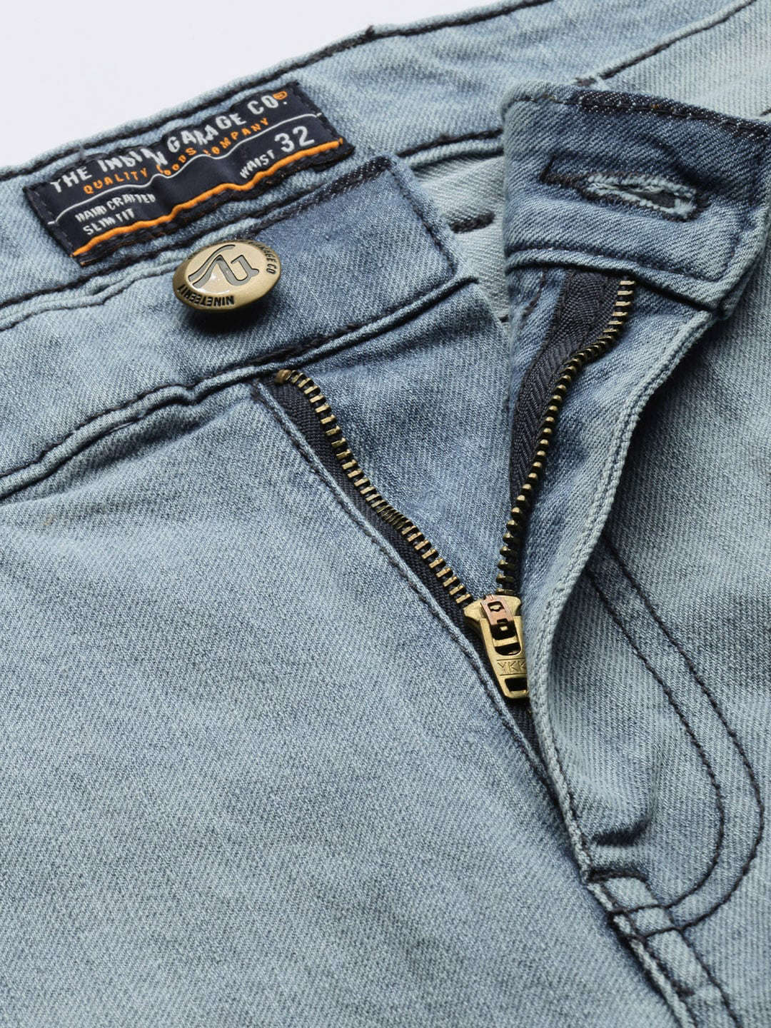 Men's Blue Slim Fit Printed Casual Jeans - Image 4