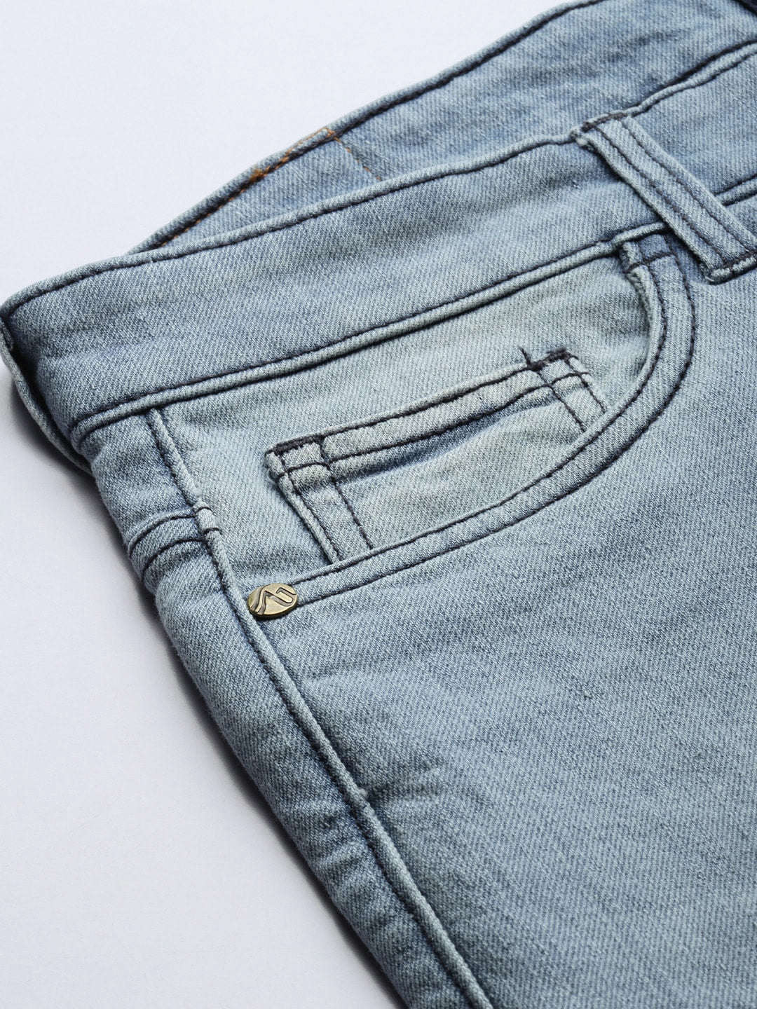 Men's Blue Slim Fit Printed Casual Jeans - Image 6