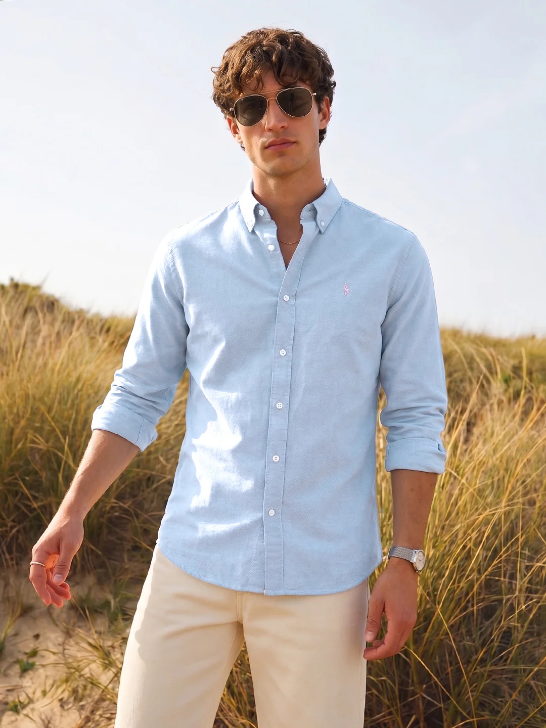 Men's Blue Slim Fit Solid Casual Shirt