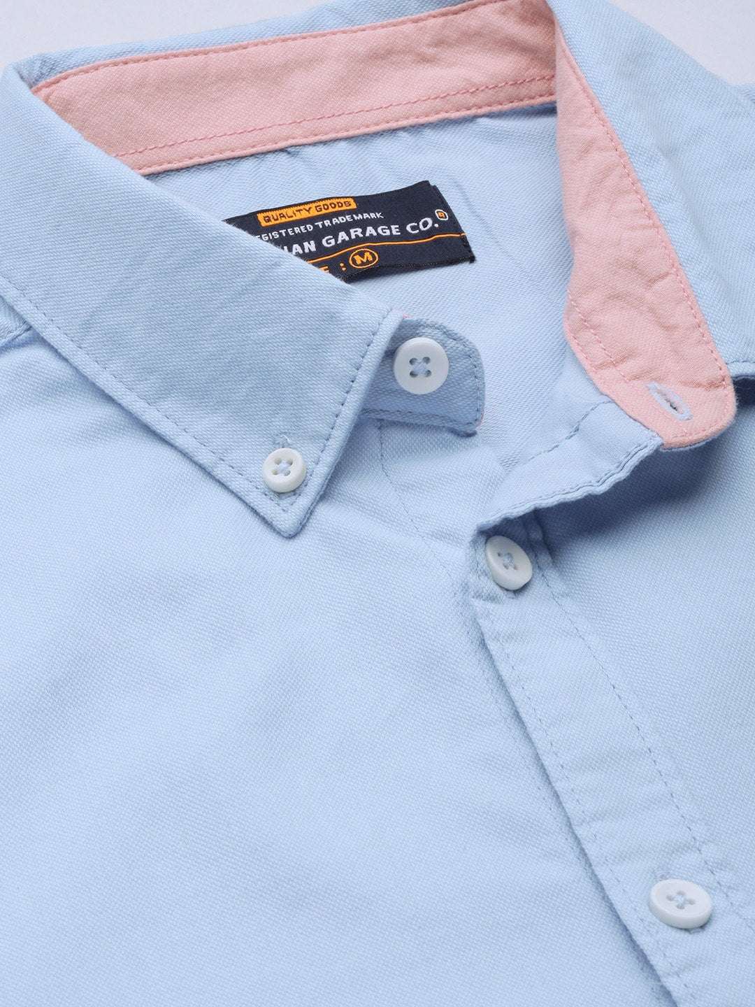 Men's Blue Slim Fit Solid Casual Shirt - Image 6