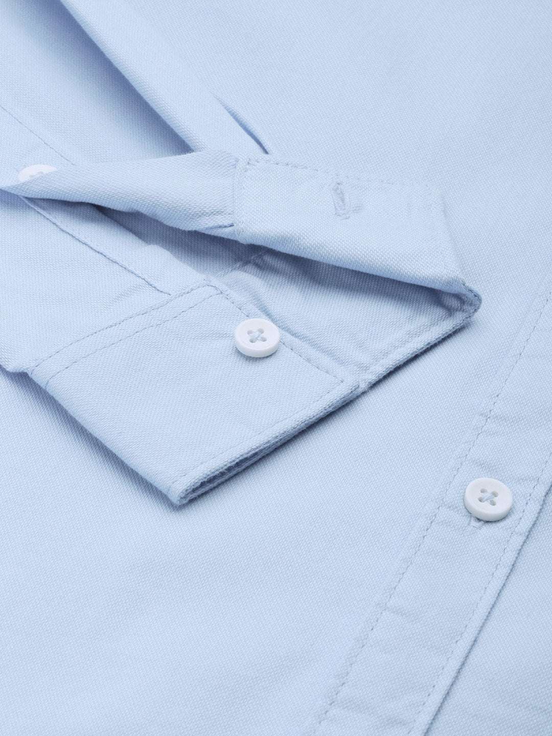 Men's Blue Slim Fit Solid Casual Shirt - Image 7