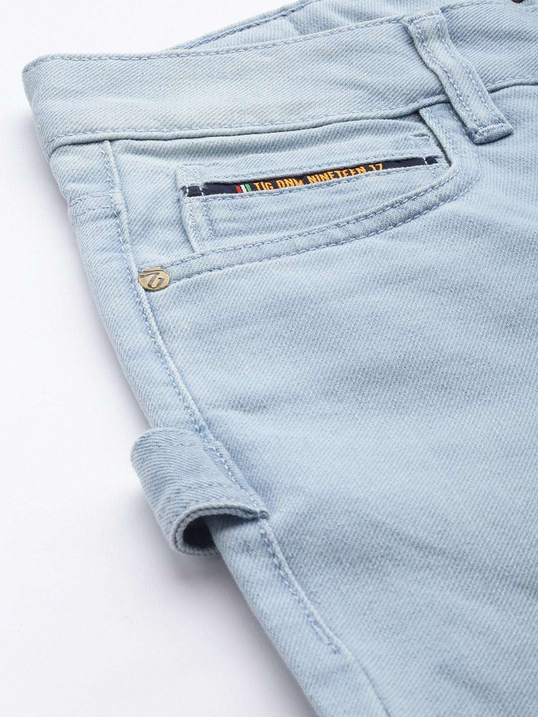 Men's Blue Carpenter Fit Placement Print Mid-Rise Cargo Denim - Image 7