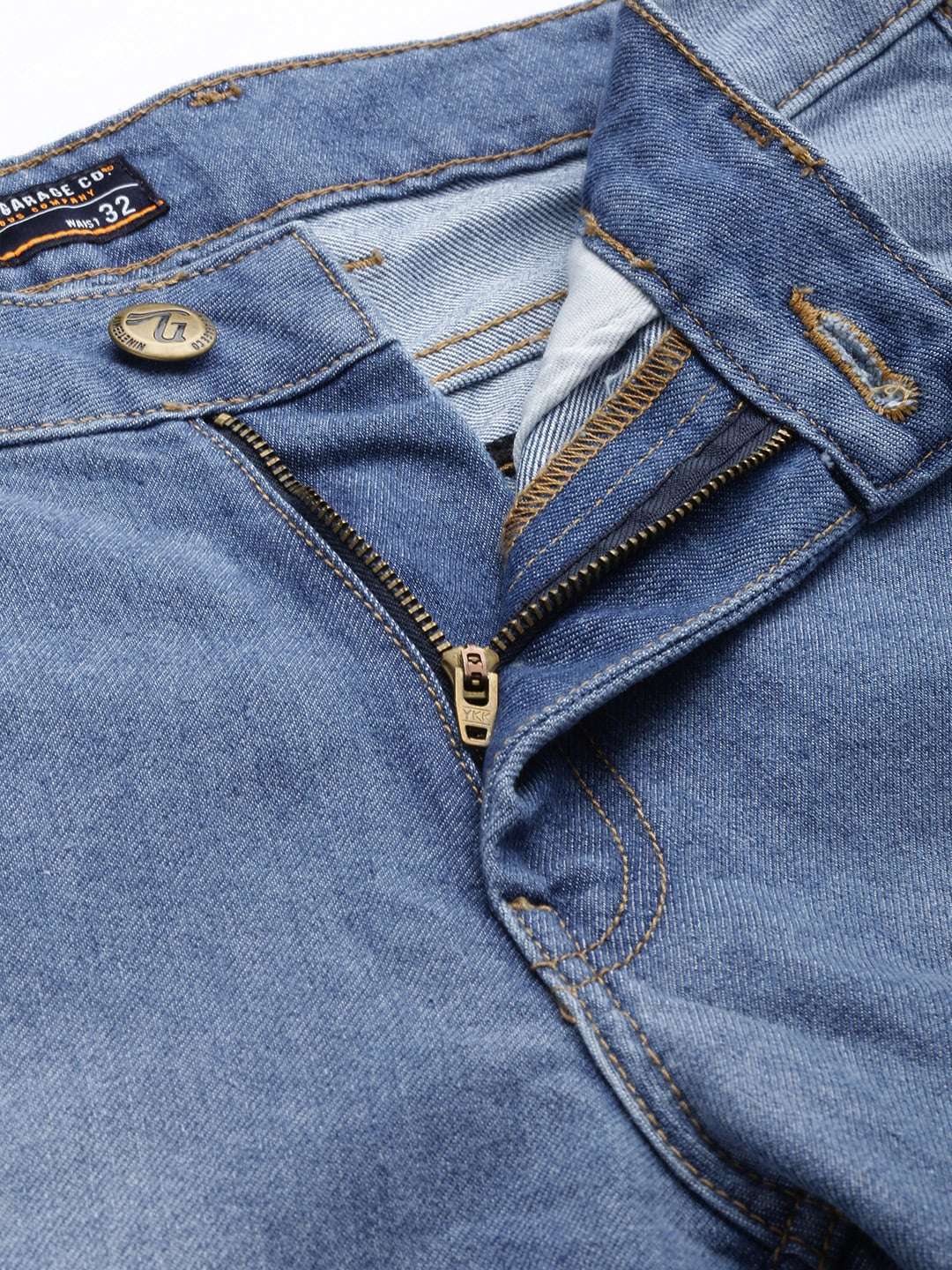 Men's Blue Carpenter Fit Solid Mid-Rise Cargo Jeans - Image 6