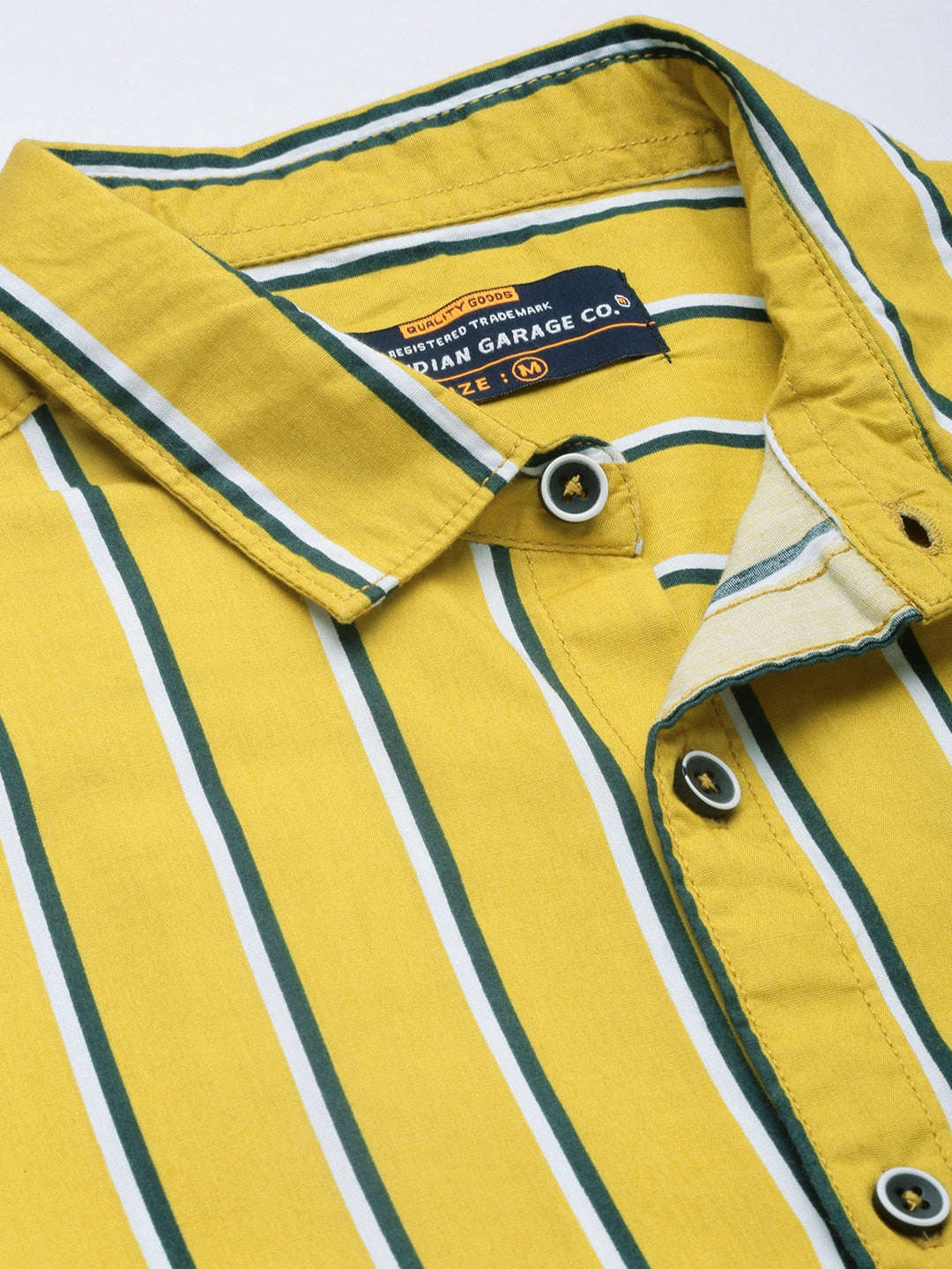 Men's Yellow Regular Fit Striped Casual Shirt - Image 3