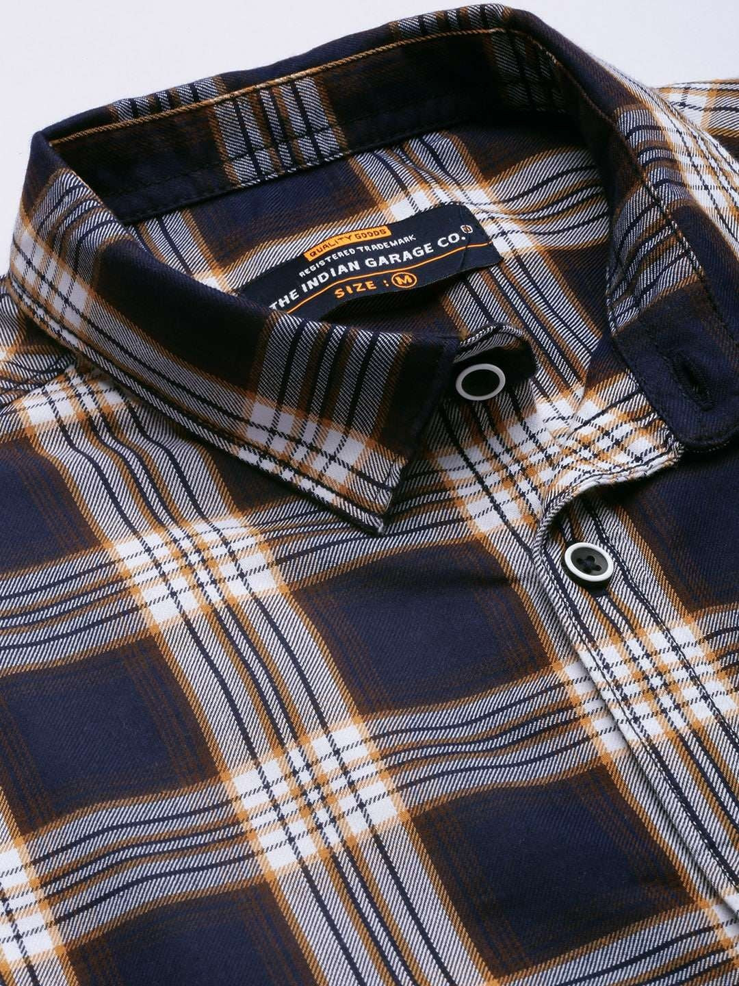 Men's Navy Blue Regular Fit Checkered Casual Shirt - Image 3