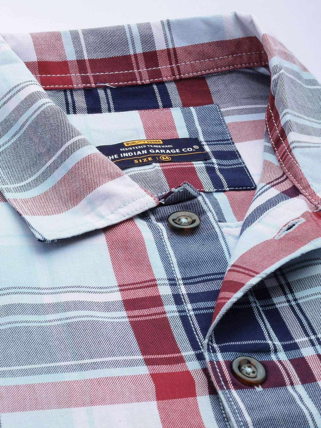 Men's Blue Regular Fit Checkered Casual Shirt - Image 3