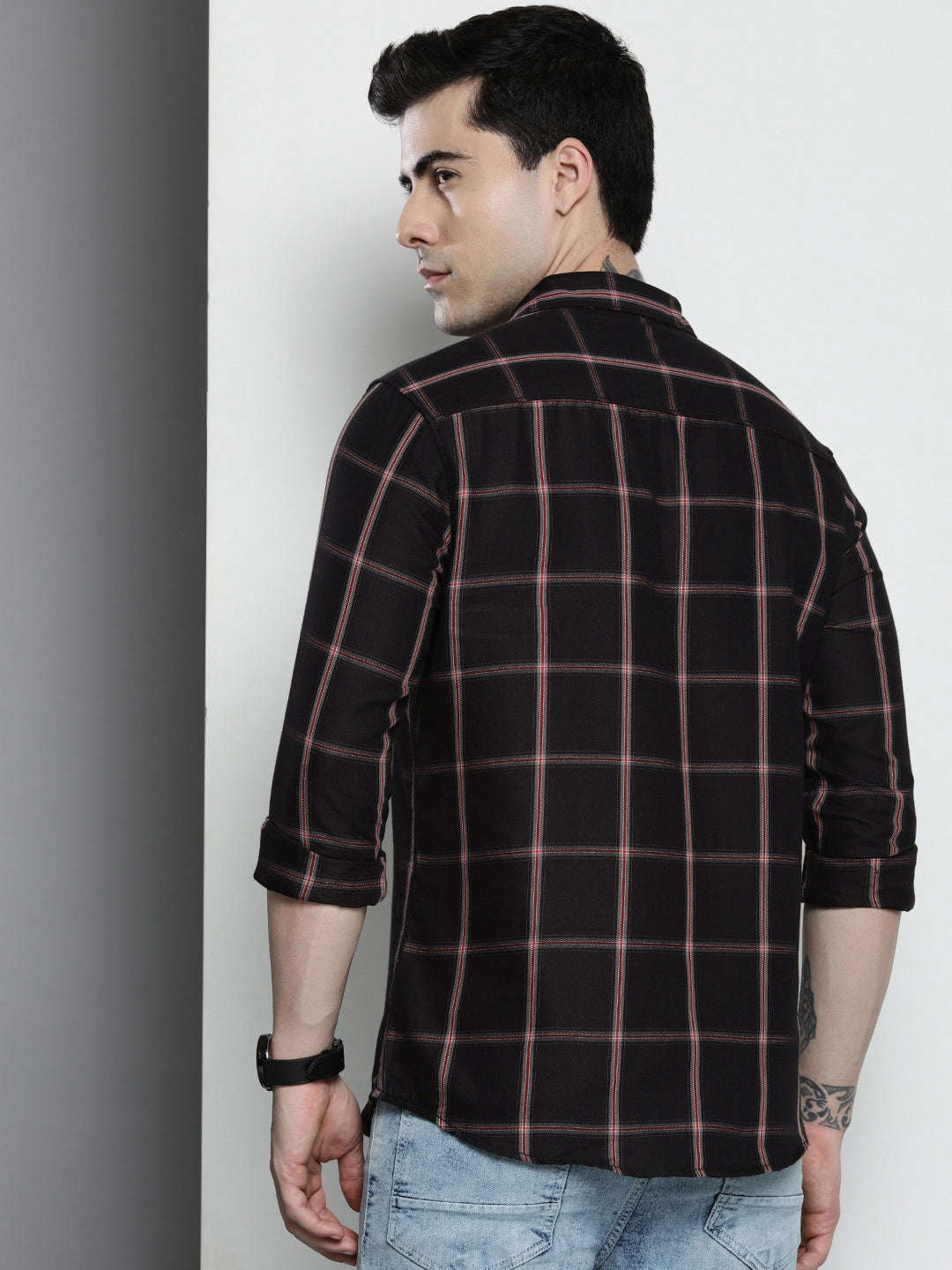 Men's Black Checked Shirt - Image 5