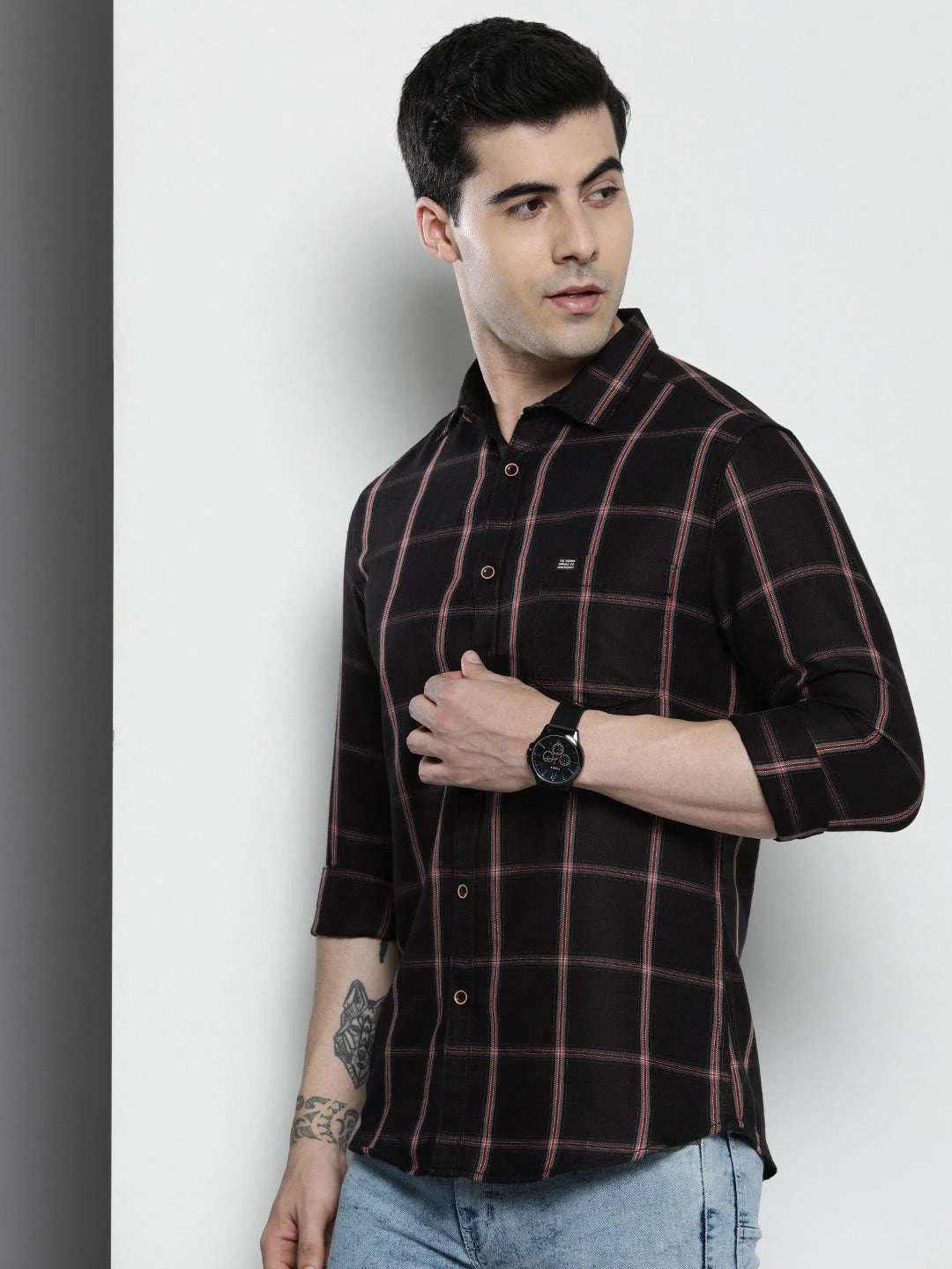 Men's Black Checked Shirt - Image 6