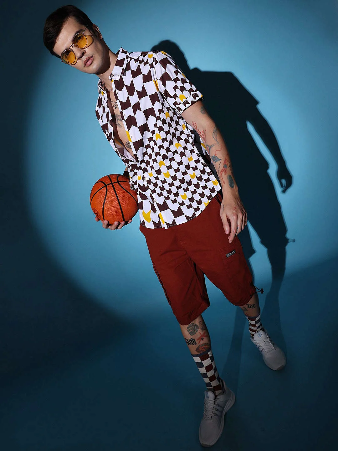 Men's Brown Slim Fit Printed Casual Shirt - Image 5
