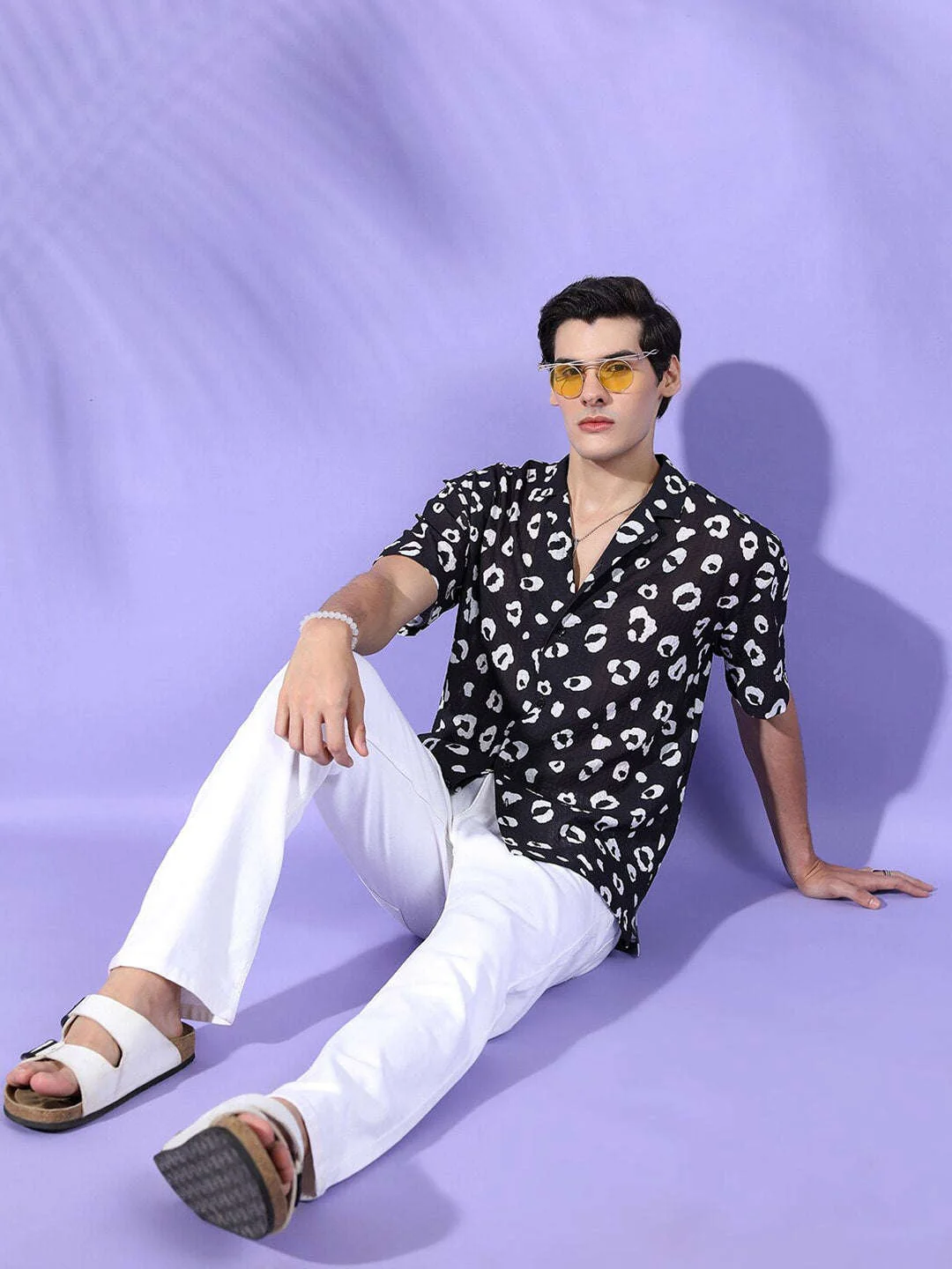 Men's Black Relaxed Fit Printed Casual Shirt - Image 5
