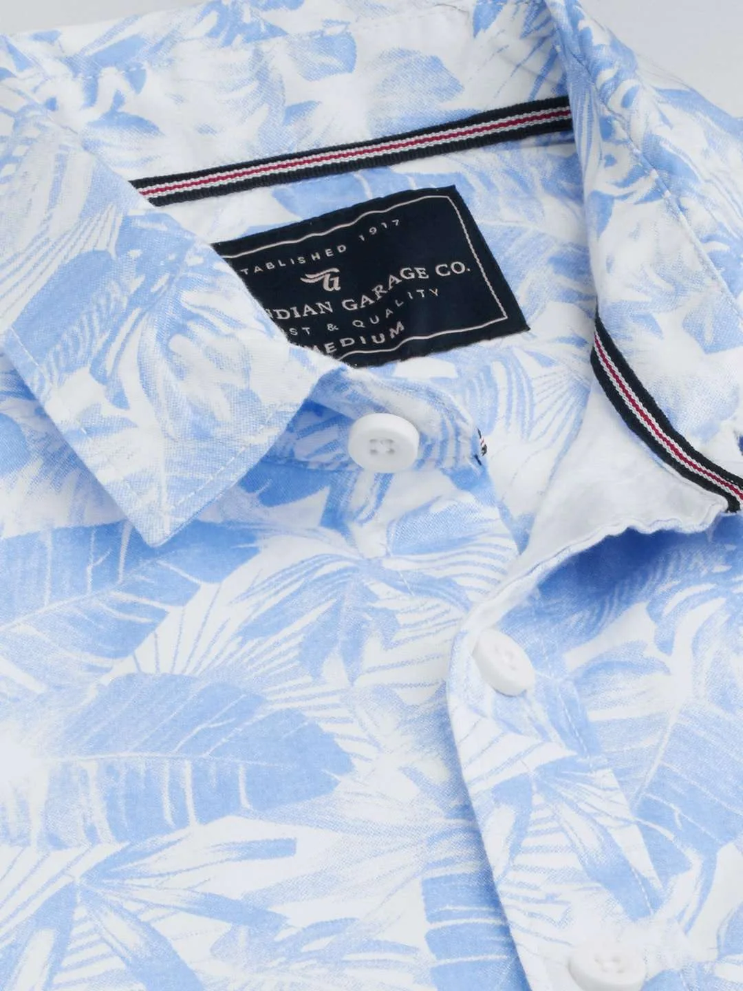 Men's Blue Slim Fit Printed Casual Shirt - Image 3