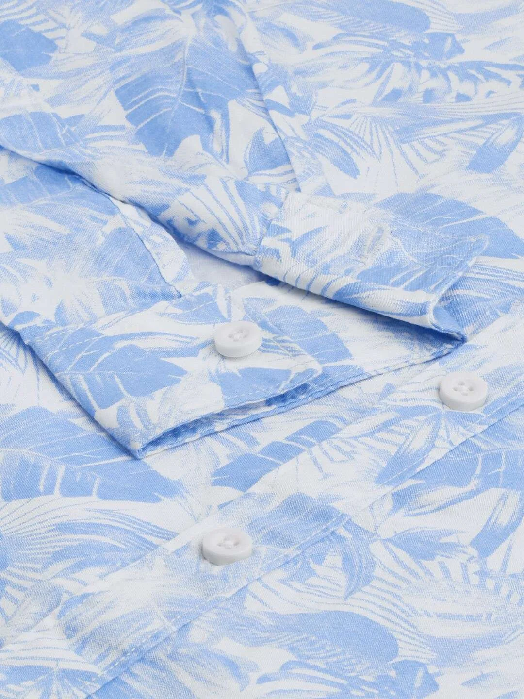 Men's Blue Slim Fit Printed Casual Shirt - Image 4