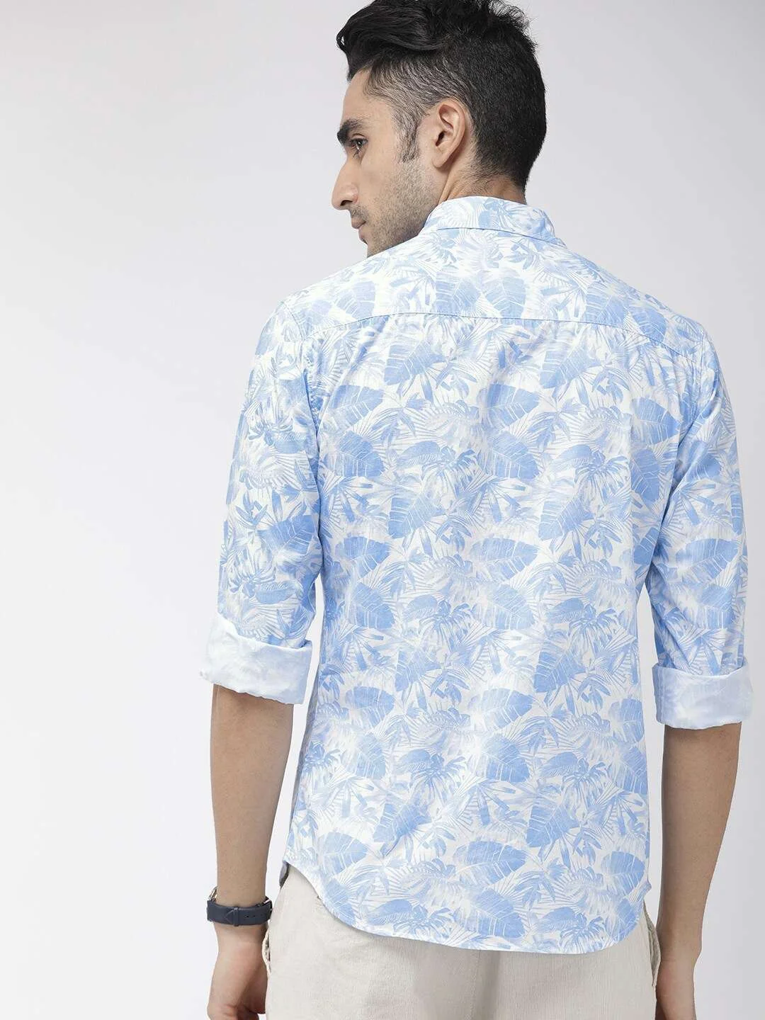 Men's Blue Slim Fit Printed Casual Shirt - Image 5