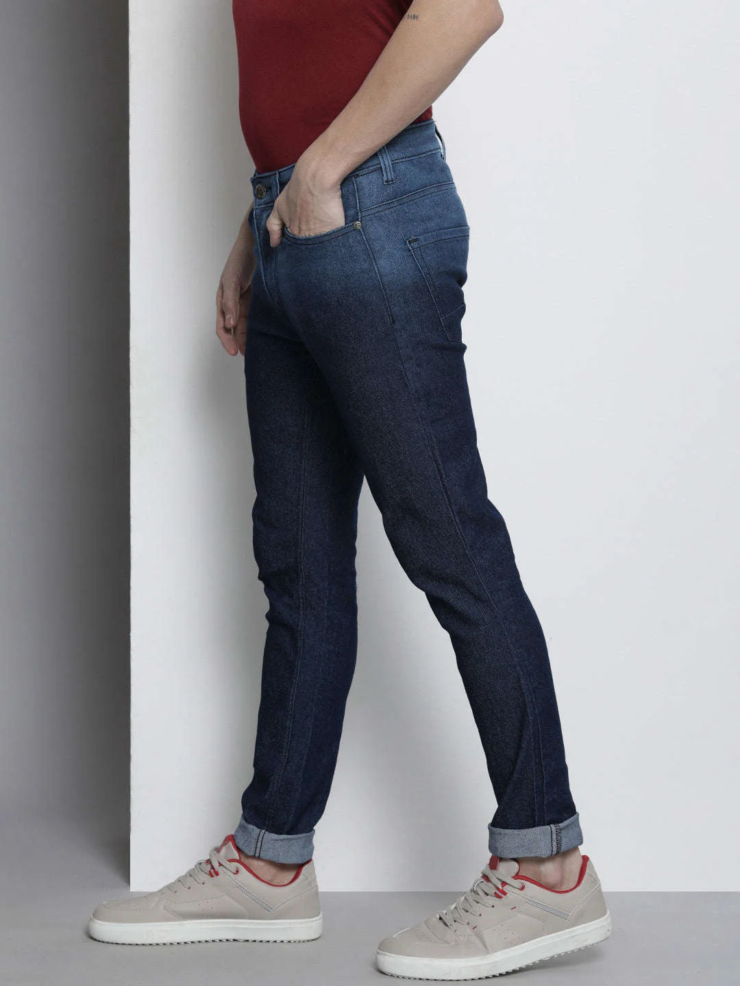 Men's Black Slim Fit Solid Casual Jeans - Image 2