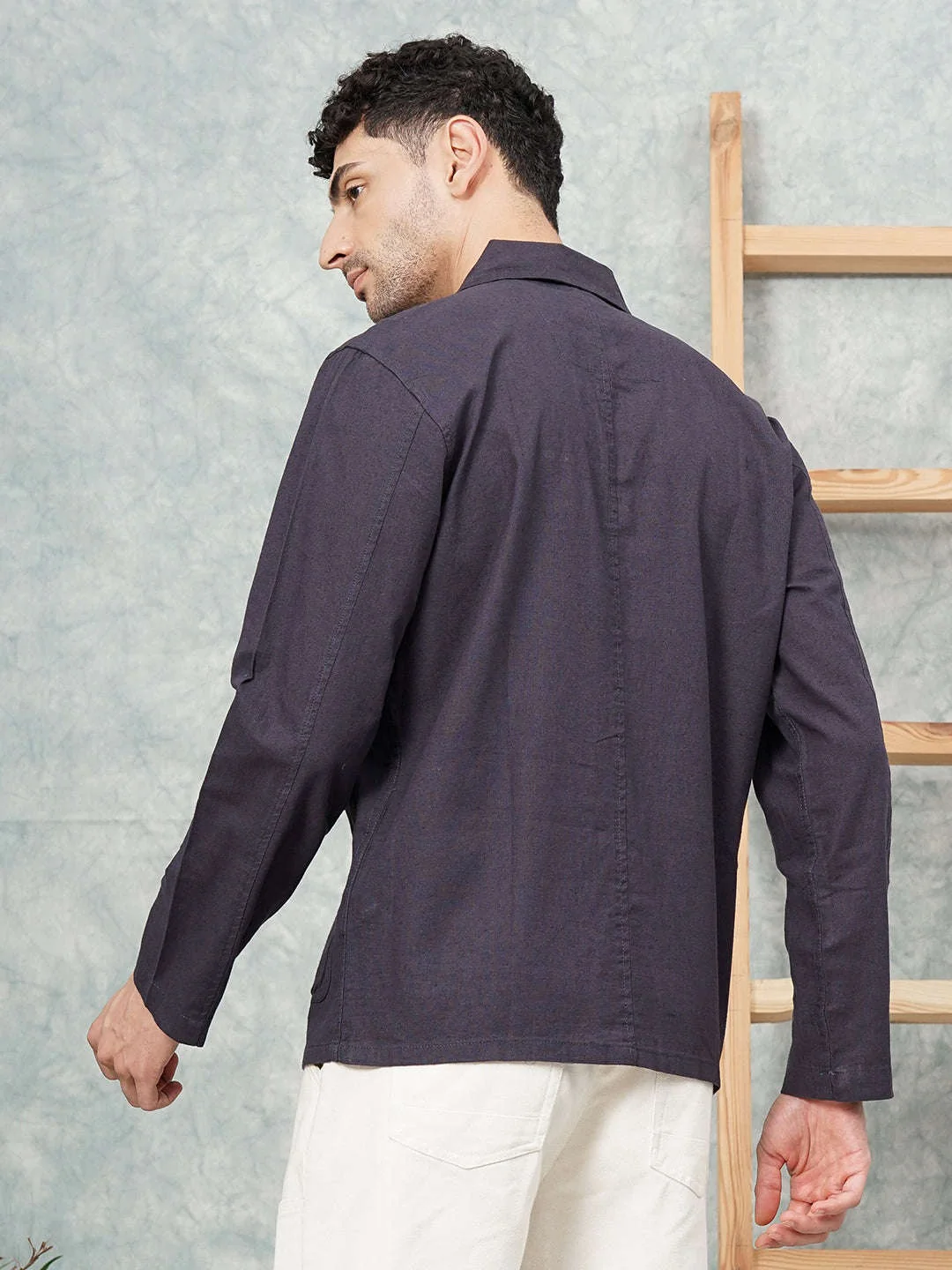 Men's Grey Slim Fit Solid Street Wear Shirt - Image 5