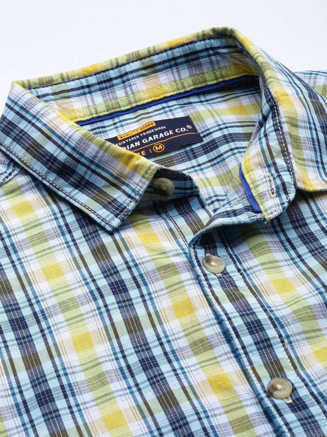 Men's Yellow Slim Fit Checkered Casual Shirt - Image 3