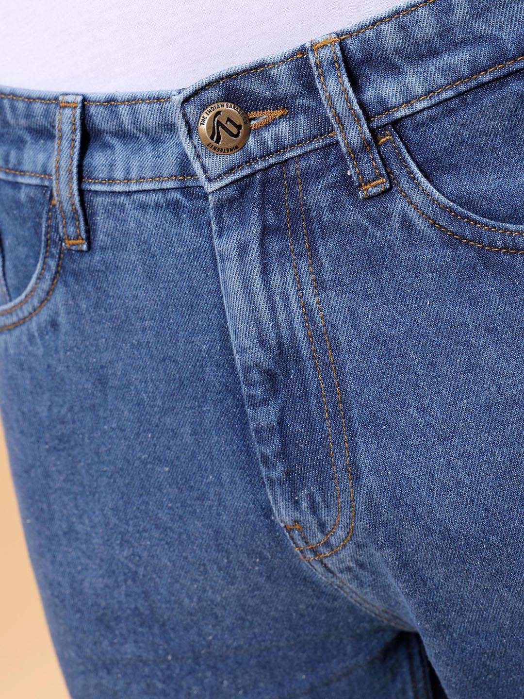 Men's Blue Bootcut Loose Fit Solid Mid-Rise Jeans - Image 6