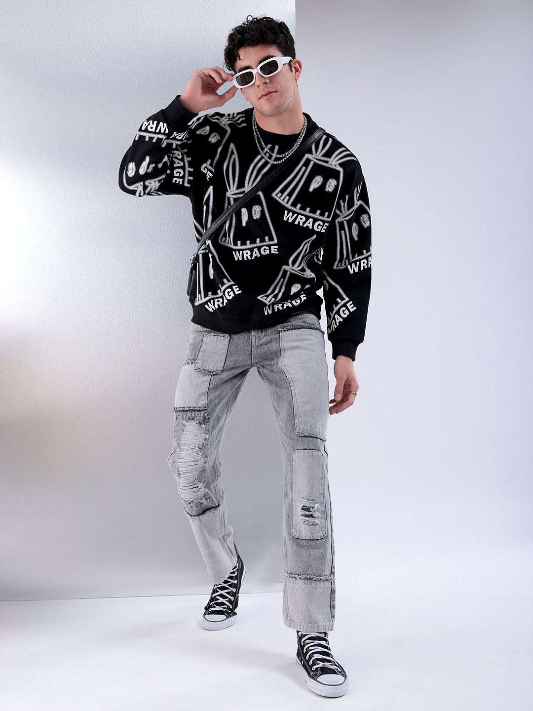 Men's Grey Regular Fit Solid Casual Jeans - Image 2