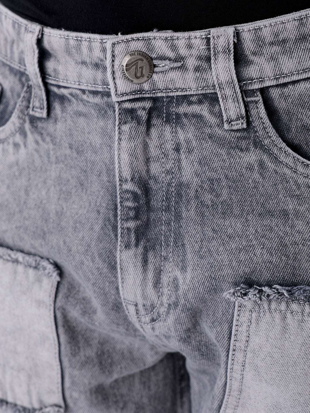 Men's Grey Regular Fit Solid Casual Jeans - Image 5