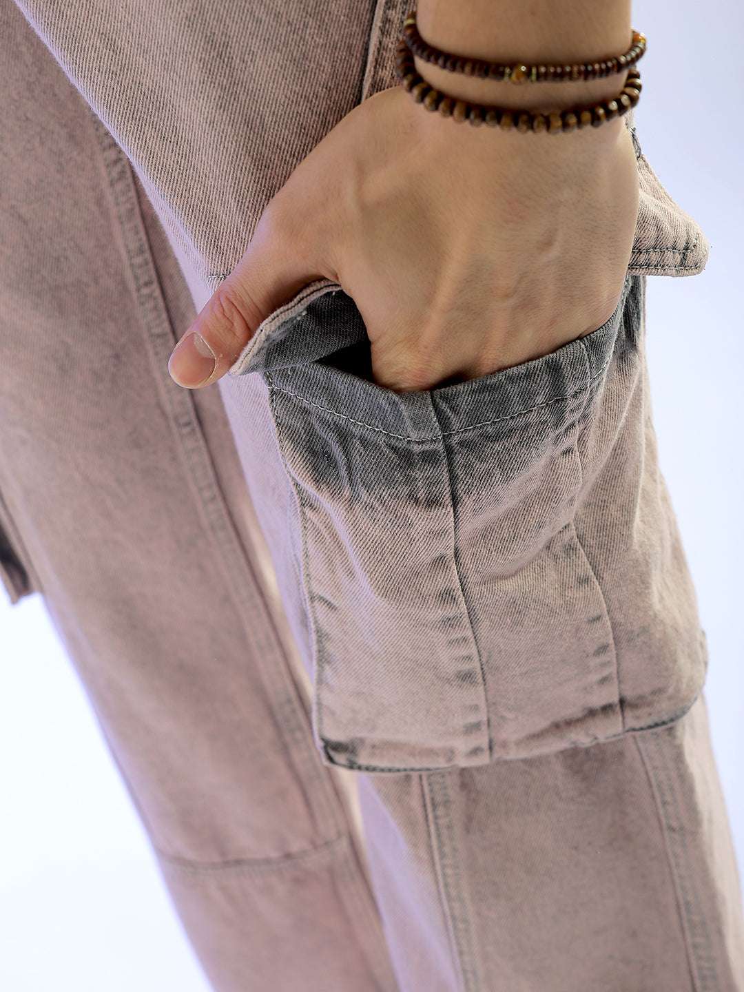 Men's Purple Relaxed Fit Distressed Mid-Rise Cargo Denim - Image 9