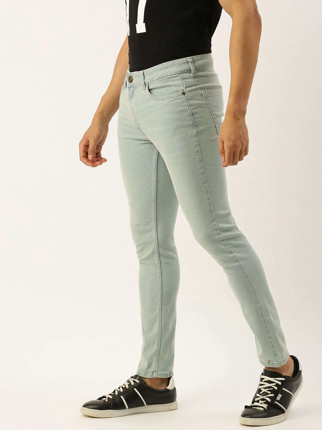 Men's Blue Slim Fit Solid Low-Rise Stretchable Jeans - Image 2
