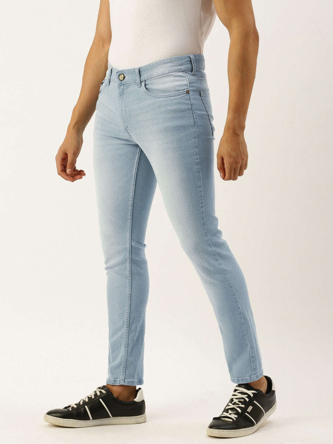 Men's Light Blue Slim Fit Solid Casual Jeans - Image 2