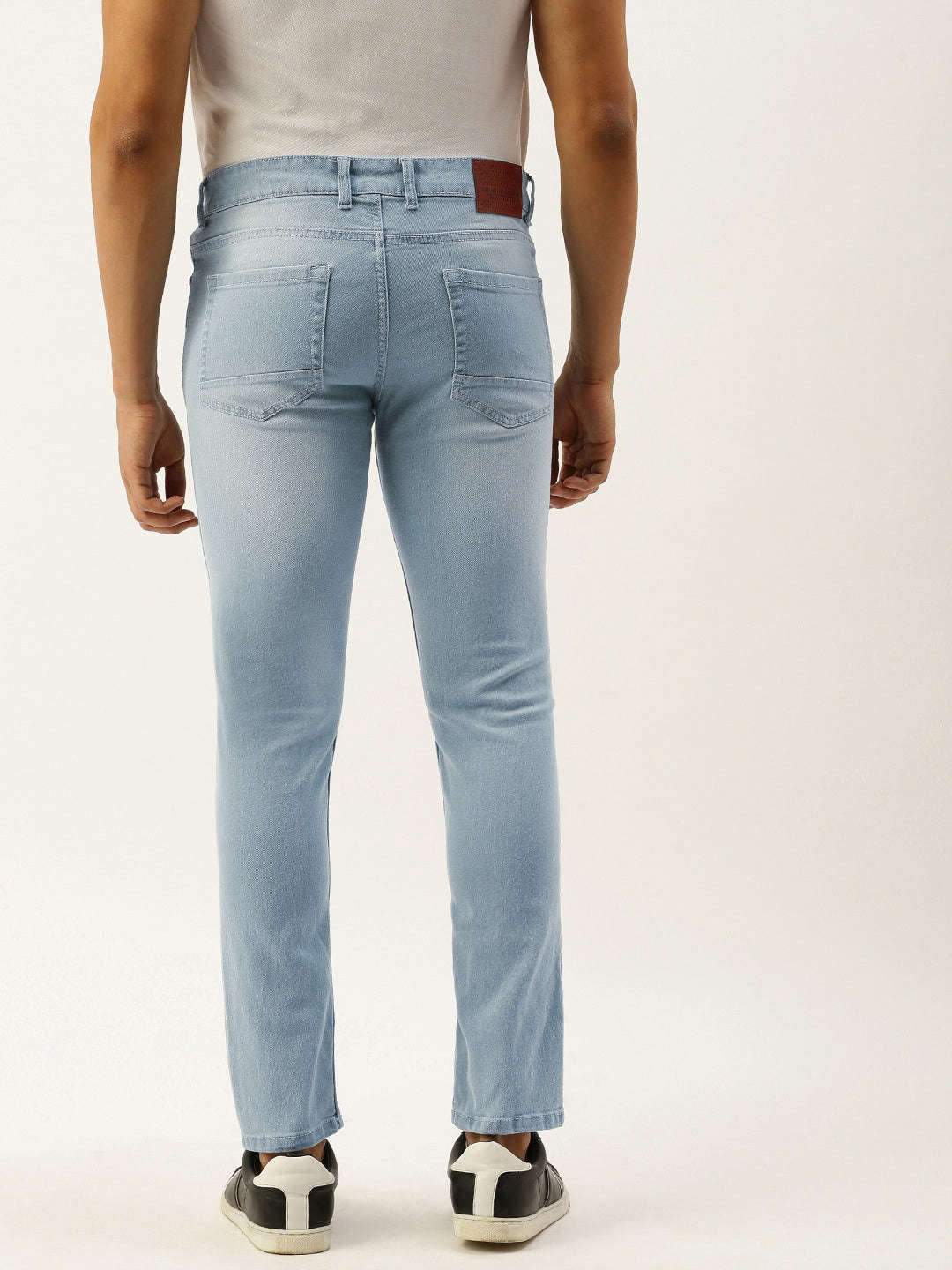 Men's Light Blue Slim Fit Solid Casual Jeans - Image 3