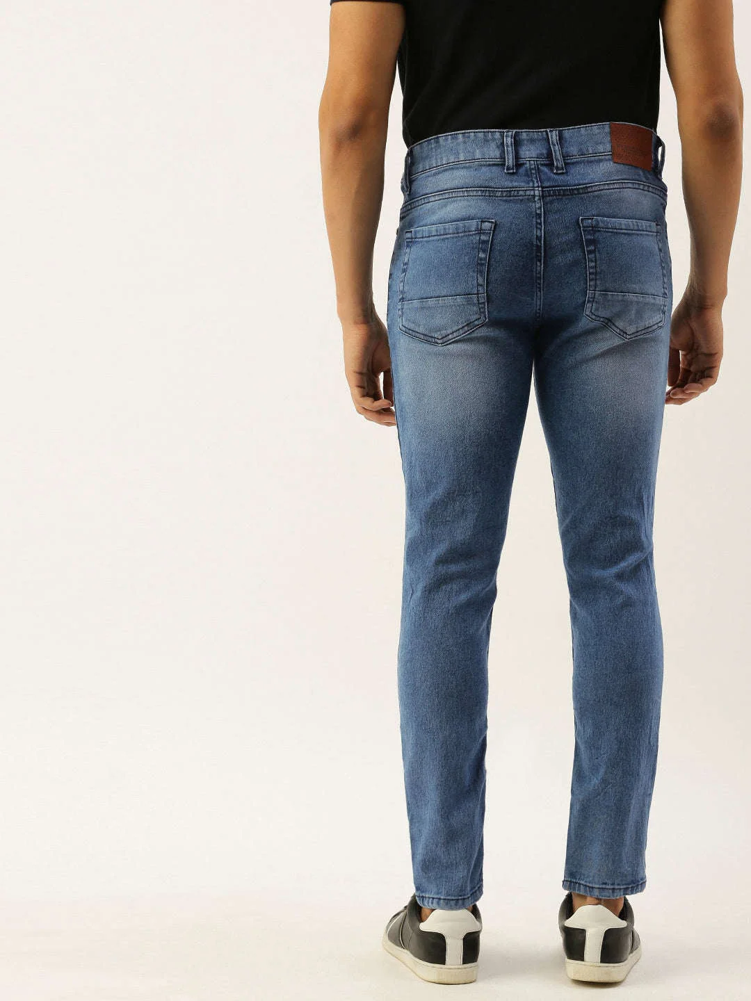 Men's Blue Slim Fit Solid Low-Rise Stretchable Jeans - Image 3